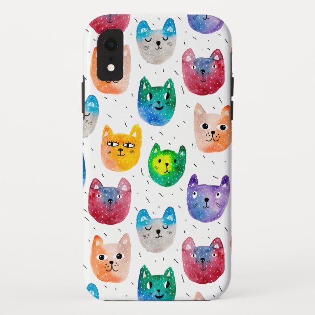 Funda De Case-Mate Para iPhone Gatos acuarelas y amigos (Reverso)