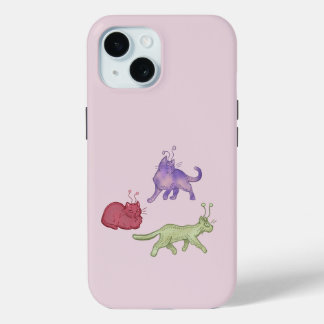 Funda Para iPhone 15 Gatos alienígenas Caprichoso Gato Espacial Diverti