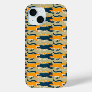 Funda Para iPhone 15 Gatos, Art Nouveau
