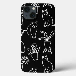 Funda Para iPhone 13 Gatos blancos en negro