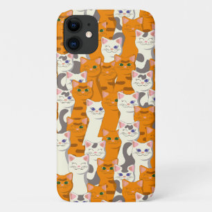 Funda Para iPhone 11 Gatos blancos y jengibre patrón ojos verdes ojos a