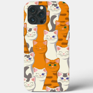 Funda Para iPhone 13 Pro Max Gatos blancos y jengibre patrón ojos verdes ojos a