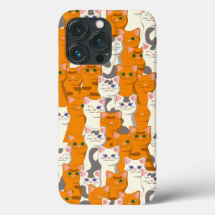 Funda Para iPhone 13 Pro Gatos blancos y jengibre patrón ojos verdes ojos a