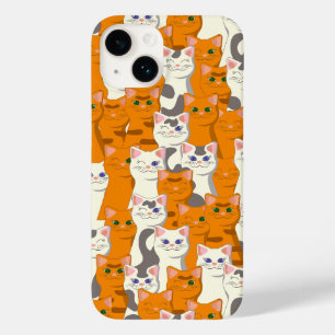 Funda Para iPhone 14 De Case-Mate Gatos blancos y jengibre patrón ojos verdes ojos a