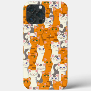 Funda Para iPhone 13 Pro Max Gatos blancos y jengibre patrón ojos verdes ojos a