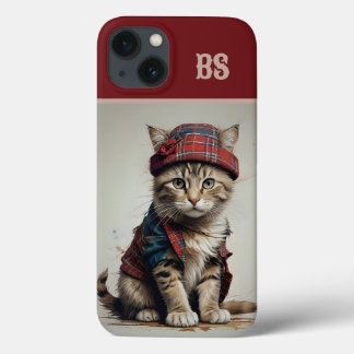 Funda Para iPhone 13 Gatos con disfraz escocés - gatos tartán encantado