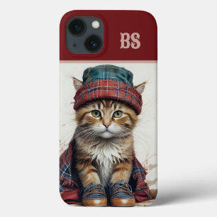 Funda Para iPhone 13 Gatos con disfraz escocés - gatos tartán encantado