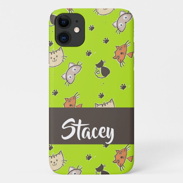 Funda De Case-Mate Para iPhone Gatos cortos en verde (Reverso)