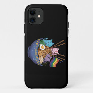 Funda Para iPhone 11 Gatos de bandera arcoíris Ramen Anime Mes del Orgu