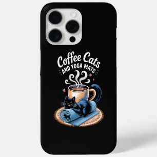 Funda Para iPhone 15 Pro Max Gatos de Café y Alfombras de Yoga Gato de Yoga Div