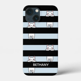 Funda Para iPhone 13 Mini Gatos de escalada en franja negra personalizados