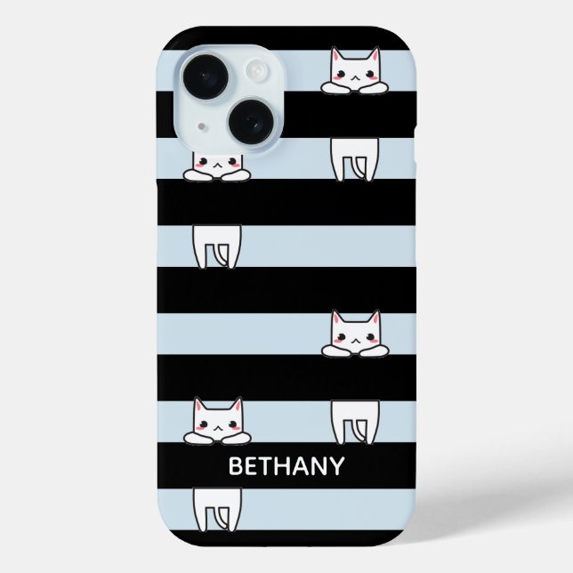 Funda De Case-Mate Para iPhone Gatos de escalada en franjas azul y negra (Reverso )
