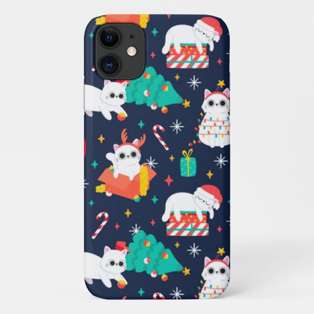 Funda De Case-Mate Para iPhone Gatos de Navidades divertidos (Reverso)