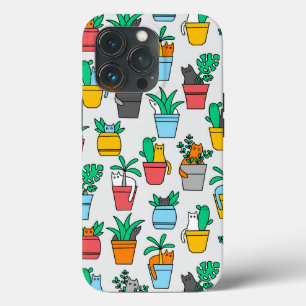 Funda Para iPhone 13 Pro Gatos en macetas de flores