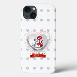 Funda Para iPhone 13 Gatos enamorados del corazón