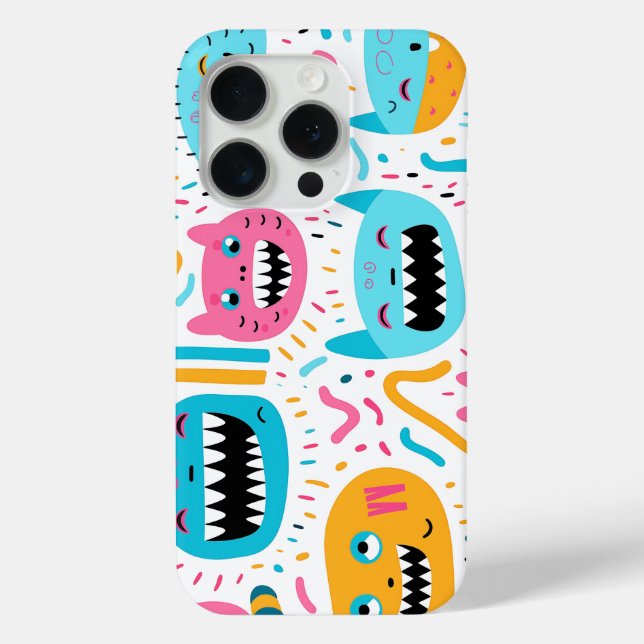 Funda De Case-Mate Para iPhone Gatos felices y caras de monstruo (Reverso )