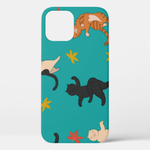 Funda Para iPhone 12 Gatos, follaje otoñal, lindo patrón