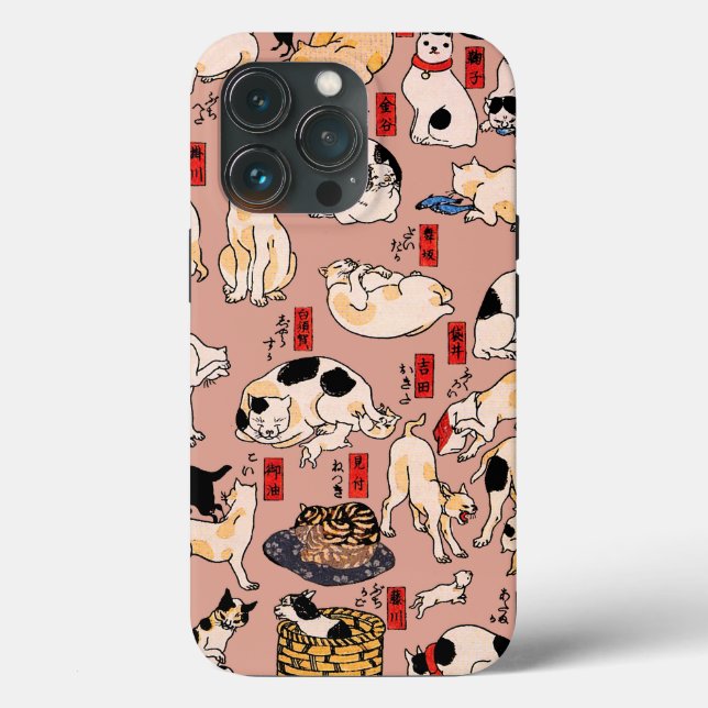 Funda De Case-Mate Para iPhone gatos japoneses Ukiyo-e Funny kitty (Reverso )