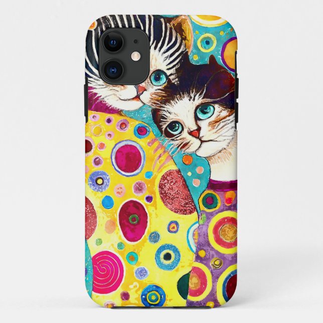 Funda De Case-Mate Para iPhone Gatos locos abstractos geniales (Reverso)