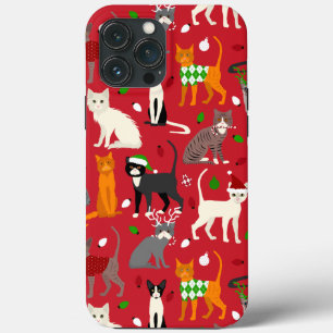 Funda Para iPhone 13 Pro Max Gatos navidades