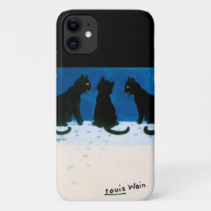 Funda Para iPhone 11 Gatos negros en la nieve, Louis Wain