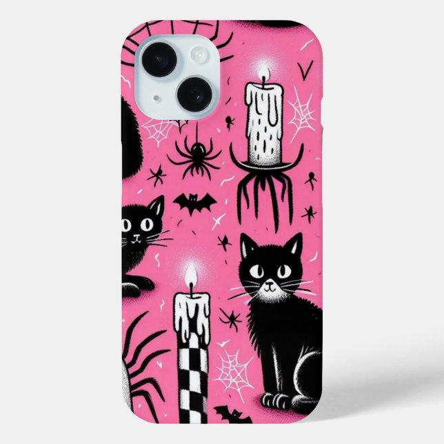 Funda De Case-Mate Para iPhone Gatos Negros & Velas (Reverso )
