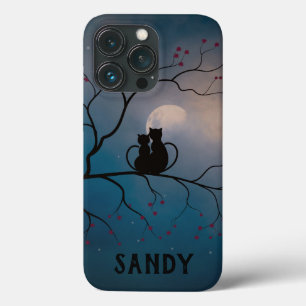 Funda Para iPhone 13 Pro Gatos negros y luna y estrellas