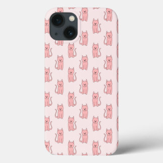 Funda Para iPhone 13 Gatos rosados. Estampado