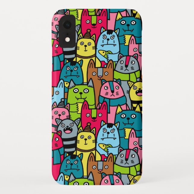 Funda De Case-Mate Para iPhone Gatos y gatos (Reverso)