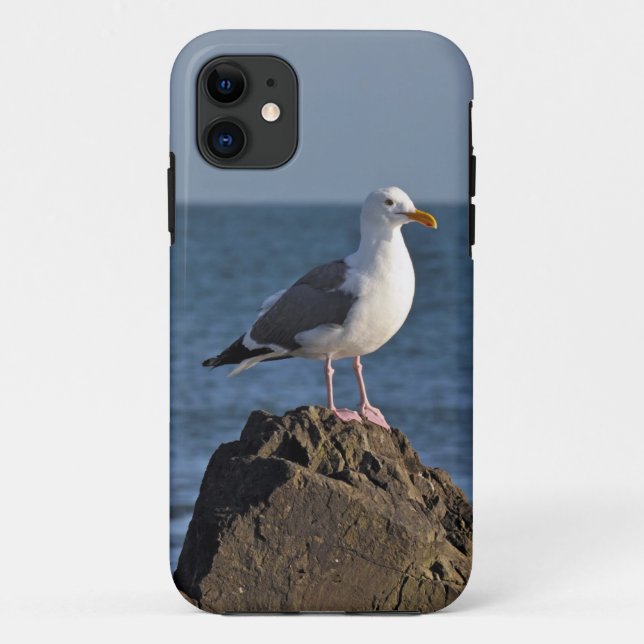Funda De Case-Mate Para iPhone Gaviota y océano blancos (Reverso)