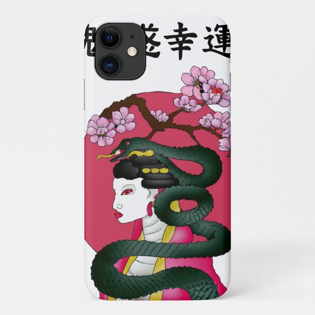 Funda De Case-Mate Para iPhone Geisha chica y serpiente (Reverso)