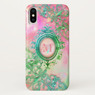 Funda Para iPhone X Gema de opal filigree victoriano rosa verde azulad