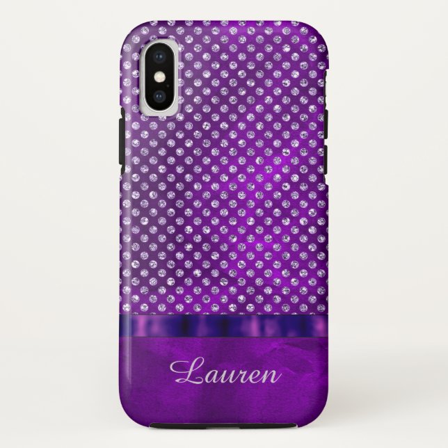 Funda De Case-Mate Para iPhone Gema de plata púrpura (Reverso)