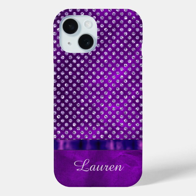 Funda De Case-Mate Para iPhone Gema real morado plateado personalizado (Reverso )
