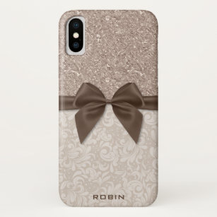 Funda Para iPhone X Gemas machacadas de Champán, damasco beige y cinta