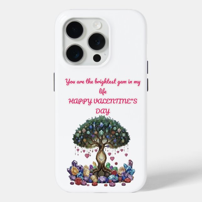 Funda De Case-Mate Para iPhone Gemstone Tree Happy Valentine's day (Reverso )
