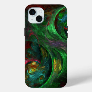 Funda Para iPhone 15 Mini Génesis Arte abstracto verde