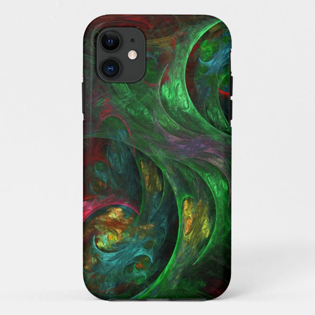 Funda De Case-Mate Para iPhone Génesis Arte abstracto verde (Reverso)