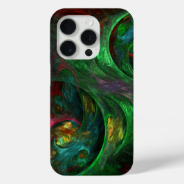 Funda Para iPhone 15 Pro Génesis Arte abstracto verde
