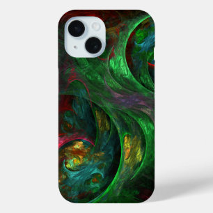 Funda Para iPhone 15 Génesis Arte abstracto verde