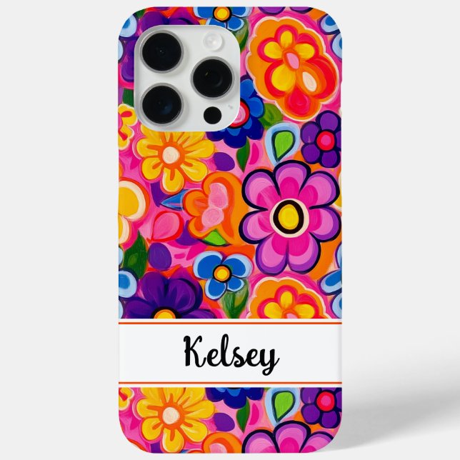 Funda De Case-Mate Para iPhone Genial floral retro personalizado (Reverso )