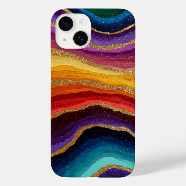 Funda De Case-Mate Para iPhone Geoda de Ágata Arcoíris Vibrante (Reverso )