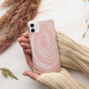 Funda Para iPhone 11 Geoda de Ágata Rosa Pálido Falso Oro
