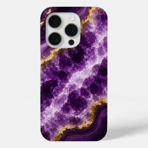 Funda Para iPhone 15 Pro Geoda de Mármol de Amatista de Lujo