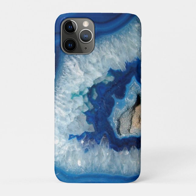 Funda De Case-Mate Para iPhone Geode de Agate Azul de Sapphire (Reverso)