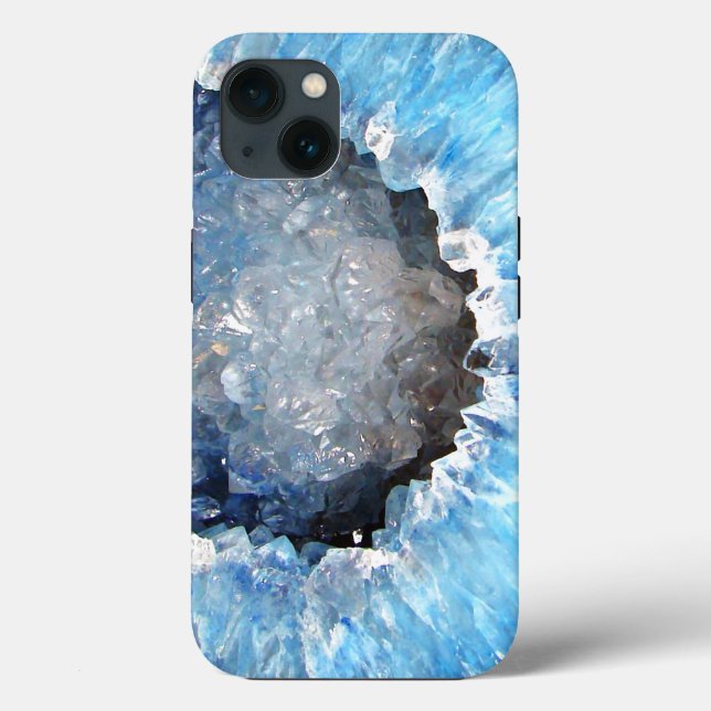 Funda De Case-Mate Para iPhone Geode de cristal azul de caída (Reverso )