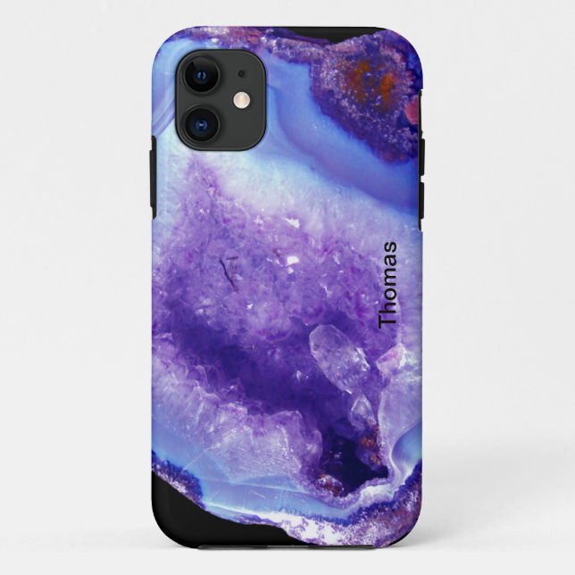 Funda De Case-Mate Para iPhone Geode púrpura y azul (Reverso)