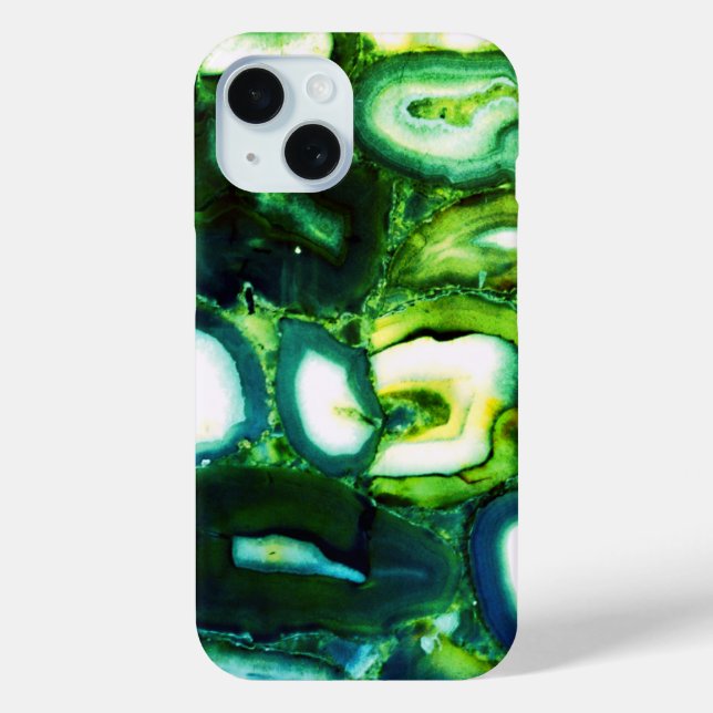 Funda De Case-Mate Para iPhone Geodesia verde abstracta, gema verde (Reverso )