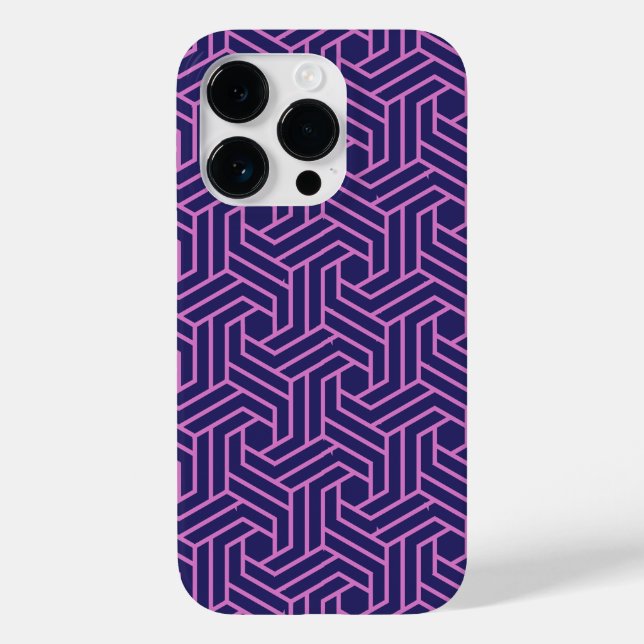 Funda De Case-Mate Para iPhone geometría abstracta rosa con fondo morado (Reverso )