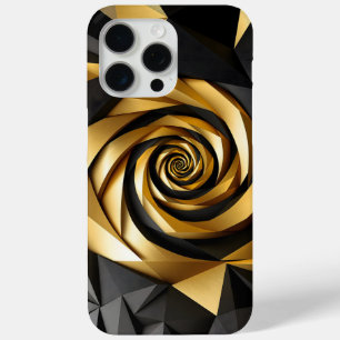 Funda Para iPhone 15 Pro Max Geometría de espiral dorada